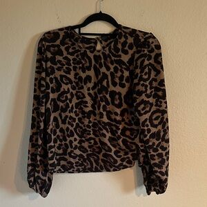 SHEIN Brown Leopard Print Blouse